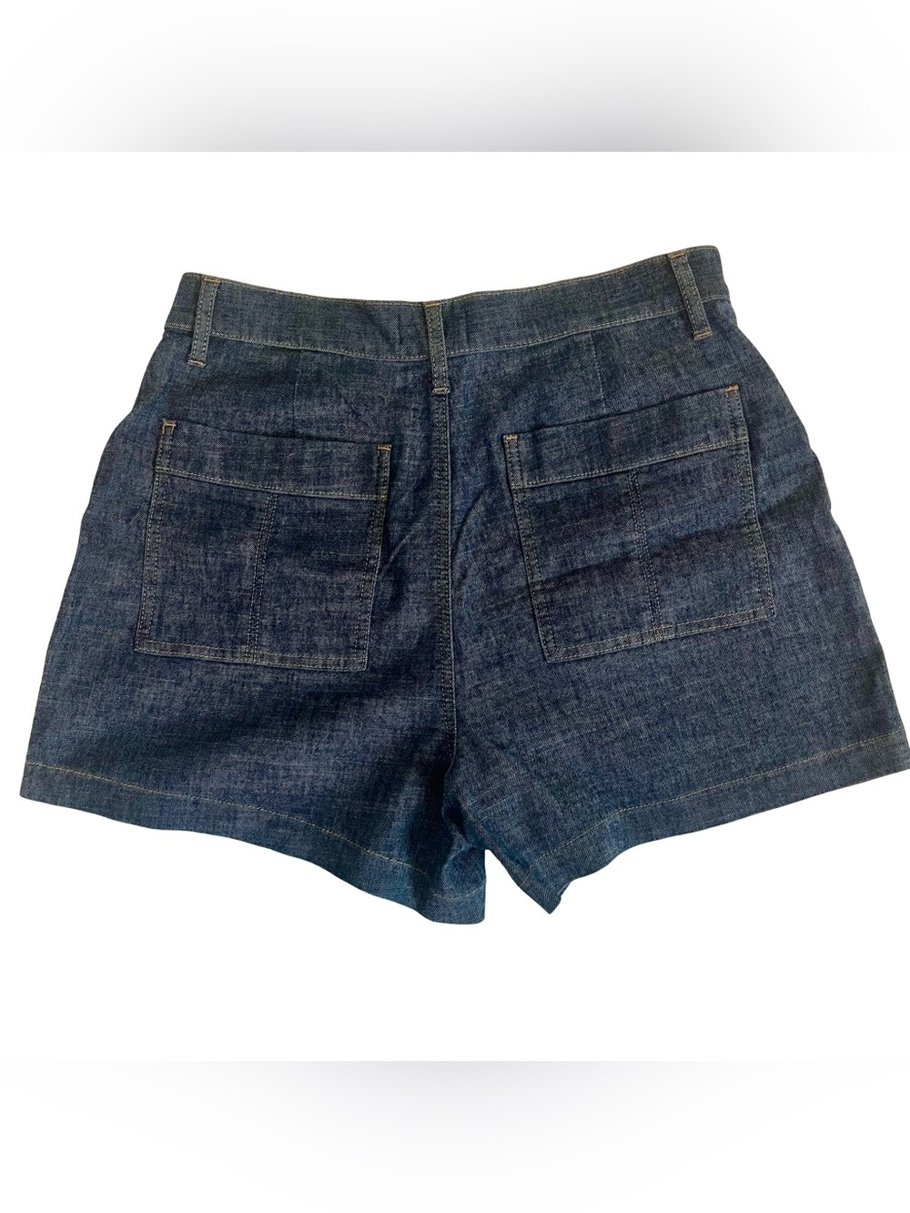 Evereve Navy Denim High-Rise Button-Front Women's Shorts - Picture 3 of 5